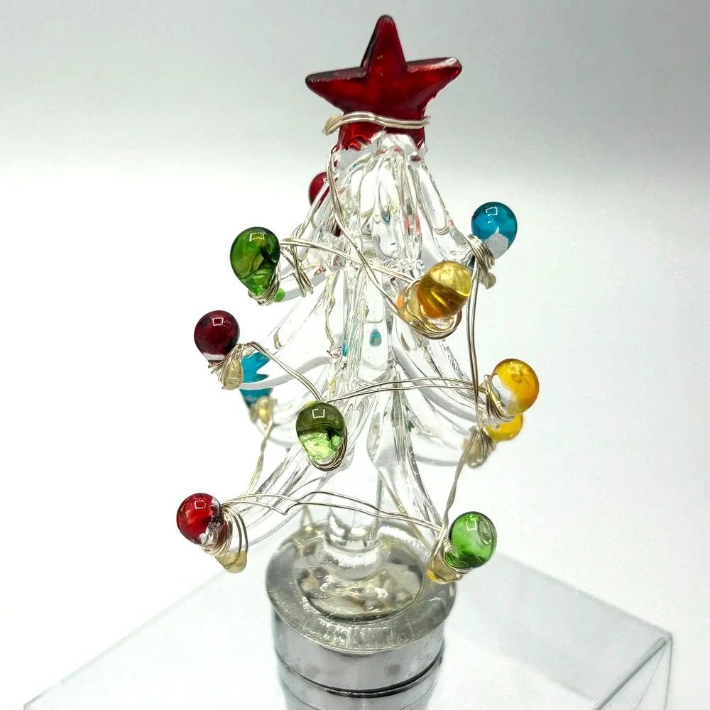 Light Up Glass Christmas Tree bottle stopper